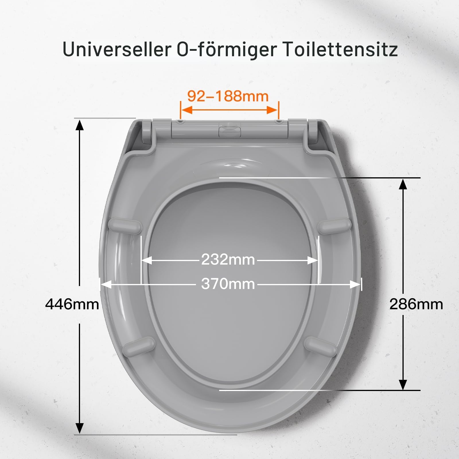 Pipishell WC Sitz mit Absenkautomatik Grau, Schnellverschluss, Grau | Schnellverschluss zur Reinigung, einfache Montage von oben, verstellbare Scharniere, 4 rutschfeste Puffer, universelle O-Form