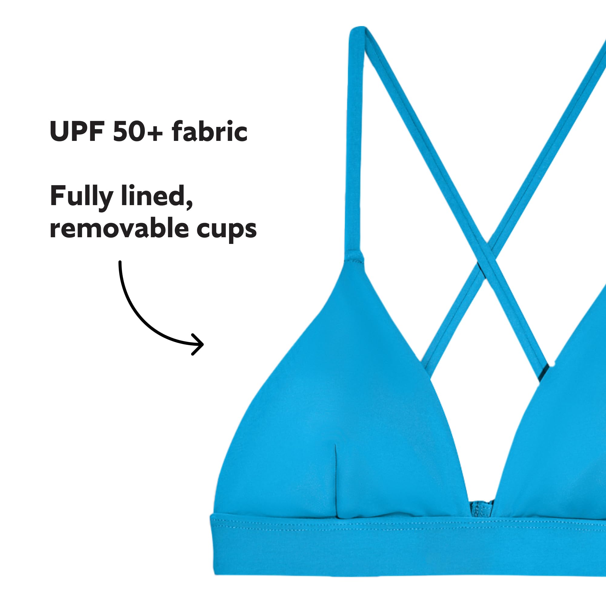 KNIX Kt - Parte superior de bikini triangular para adolescentes, tela UPF 50+, copas extraíbles, lavable a máquina