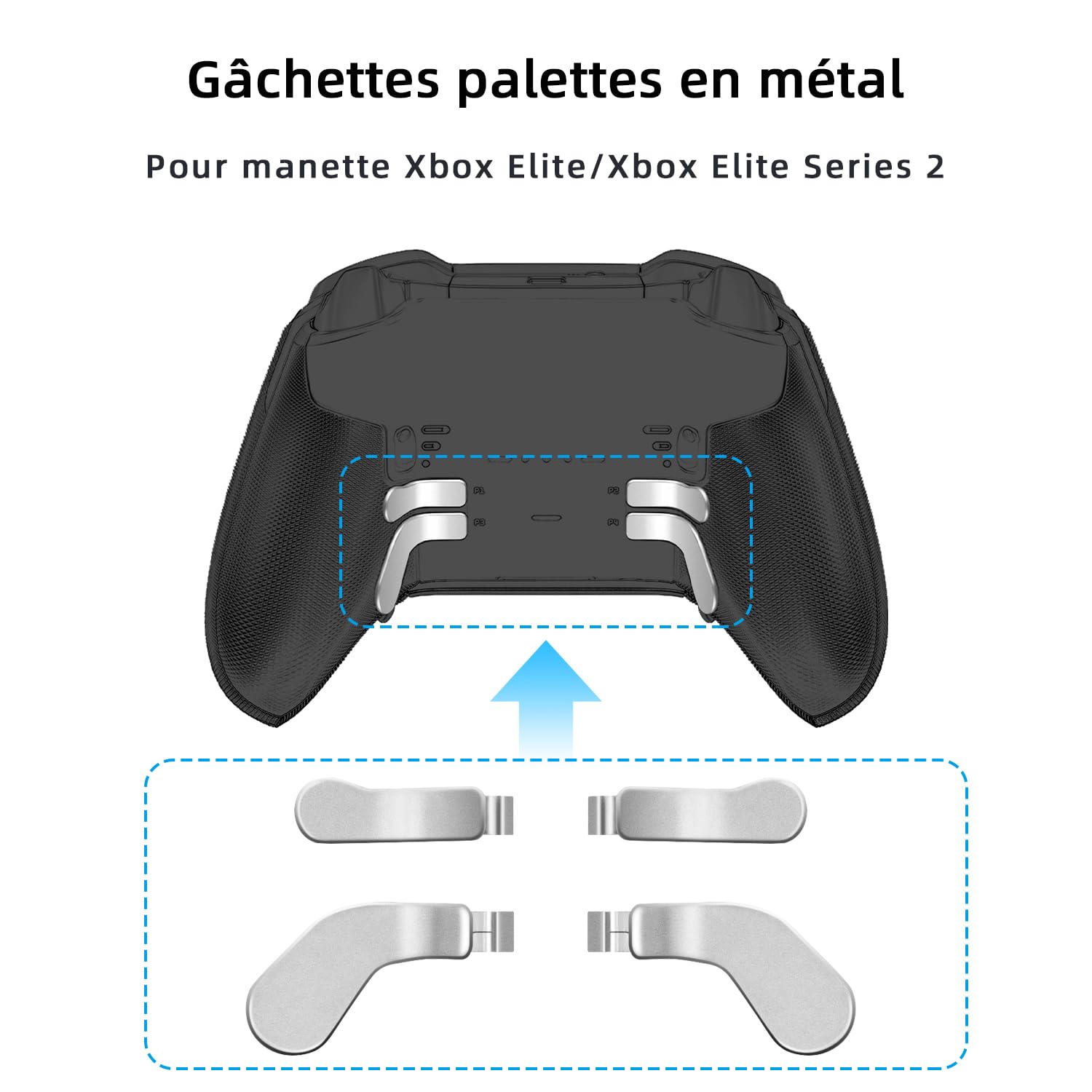 Mcbazel Lot de 4 Palettes de Déclenchement pour Xbox One Elite/Elite Series 2, Accessoires de Manette Haute Performance, Compatibles avec Xbox One Elite/Elite Series 2(Argent)