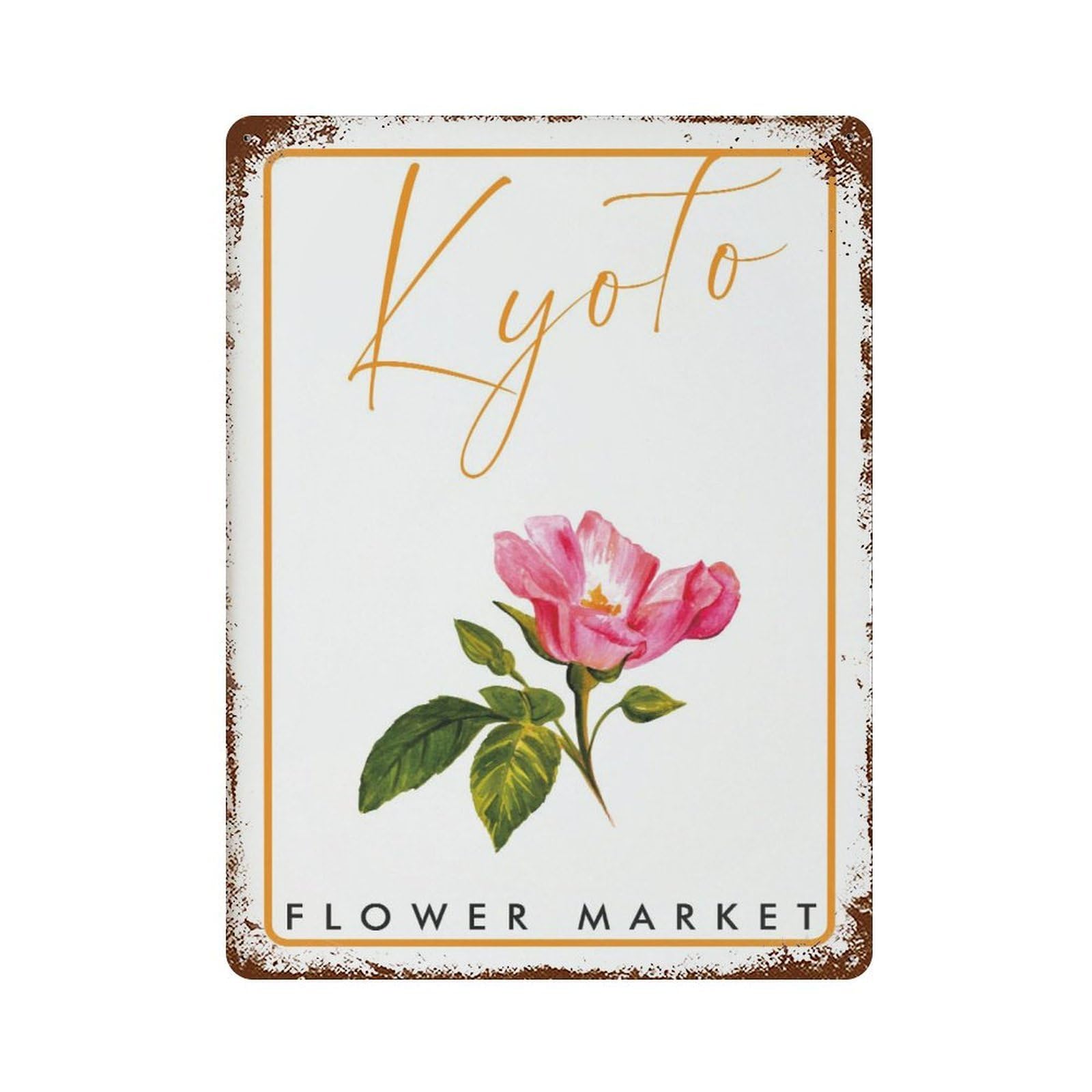 xiaoxiaoshen Kyoto Flower Market Botanical Wall Decor Art Metal Tin Poster Modern Home Decor Art Home Bar Shop Decorations Vintage Sign 40x30cm