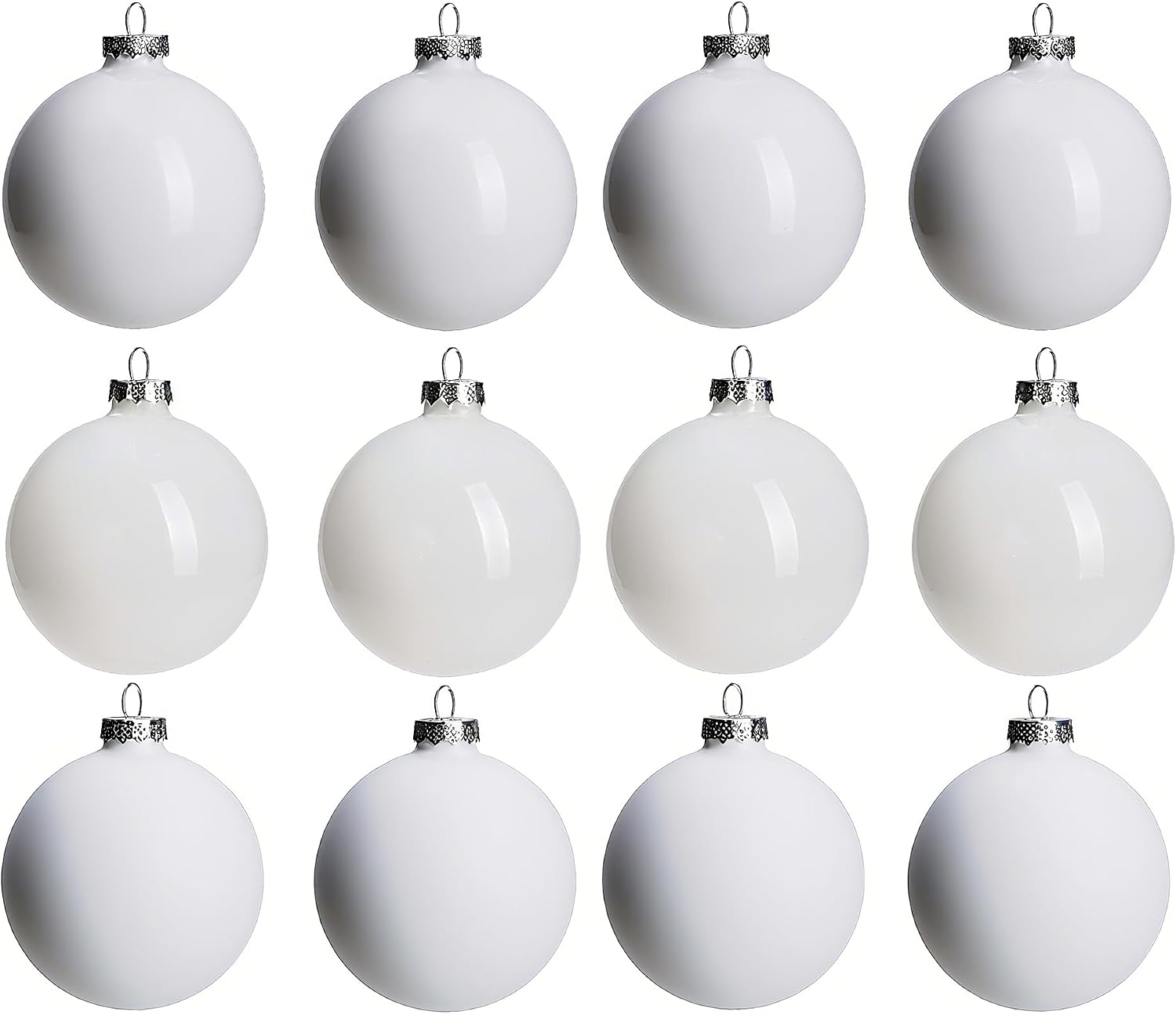 AOMOONOA White Glass Christmas Ball Ornaments for Tree, 2.36” Xmas Baubles