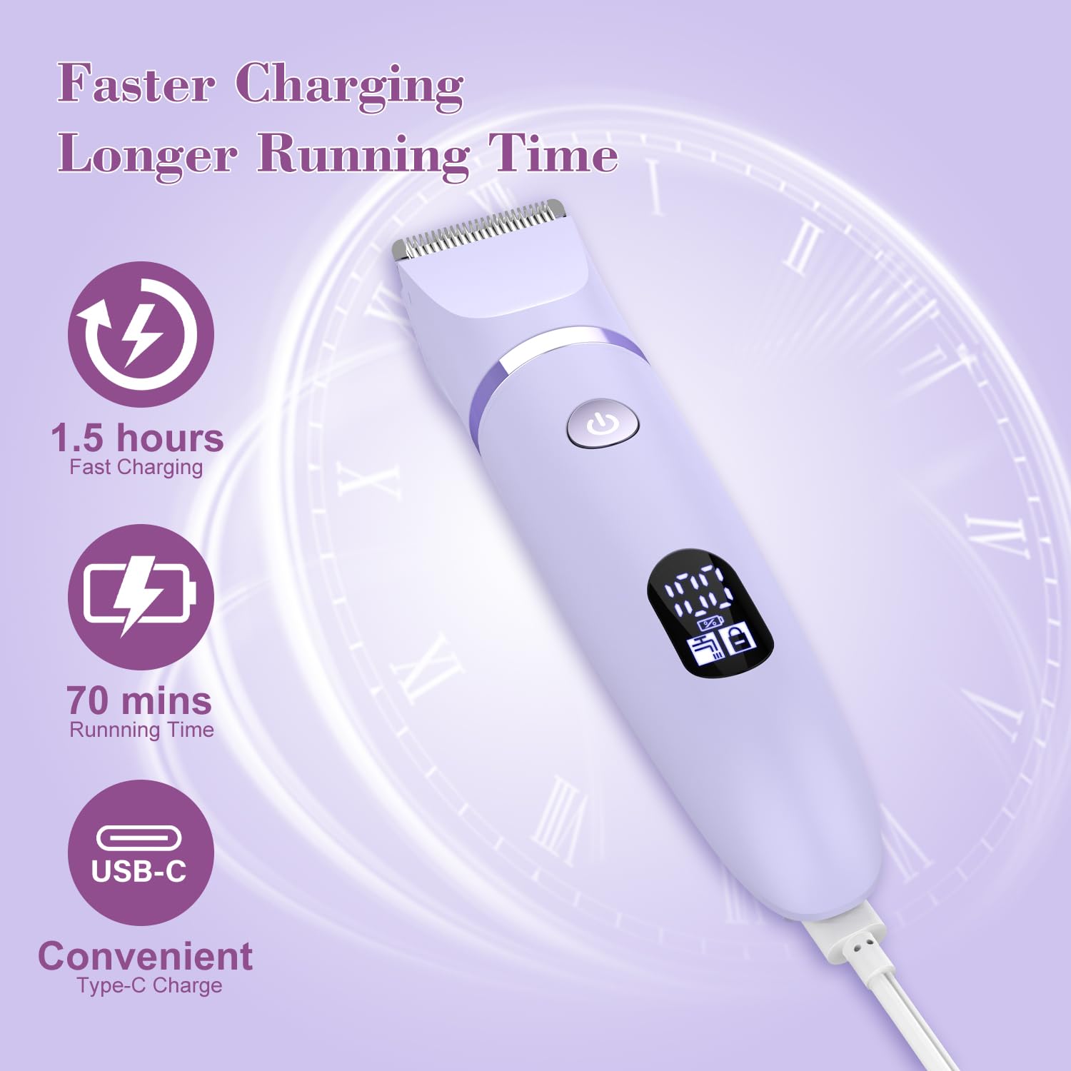 Rasoir électrique 3 en 1 IPX7 étanche pour bikini, utilisation humide et sèche, tondeuse personnelle indolore pour le visage, le corps, les jambes, le bikini, les cheveux publics, rasoir