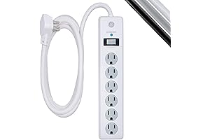 GE 6-Outlet Surge Protector with 8ft Extension Cord Keeps Your Devices Safe and Powered Up