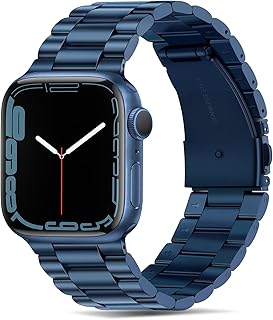 سوار ساعة بديل معدني من الستانلس ستيل متوافق مع ساعة آبل ووتش 38 ملم 40 ملم 41 ملم 42 ملم 44 ملم 45 ملم وساعة آبل ووتش اس اي سلسلة 7 سلسلة 6 سلسلة 5 سلسلة 4 سلسلة 3/2/1 من تاسيكار