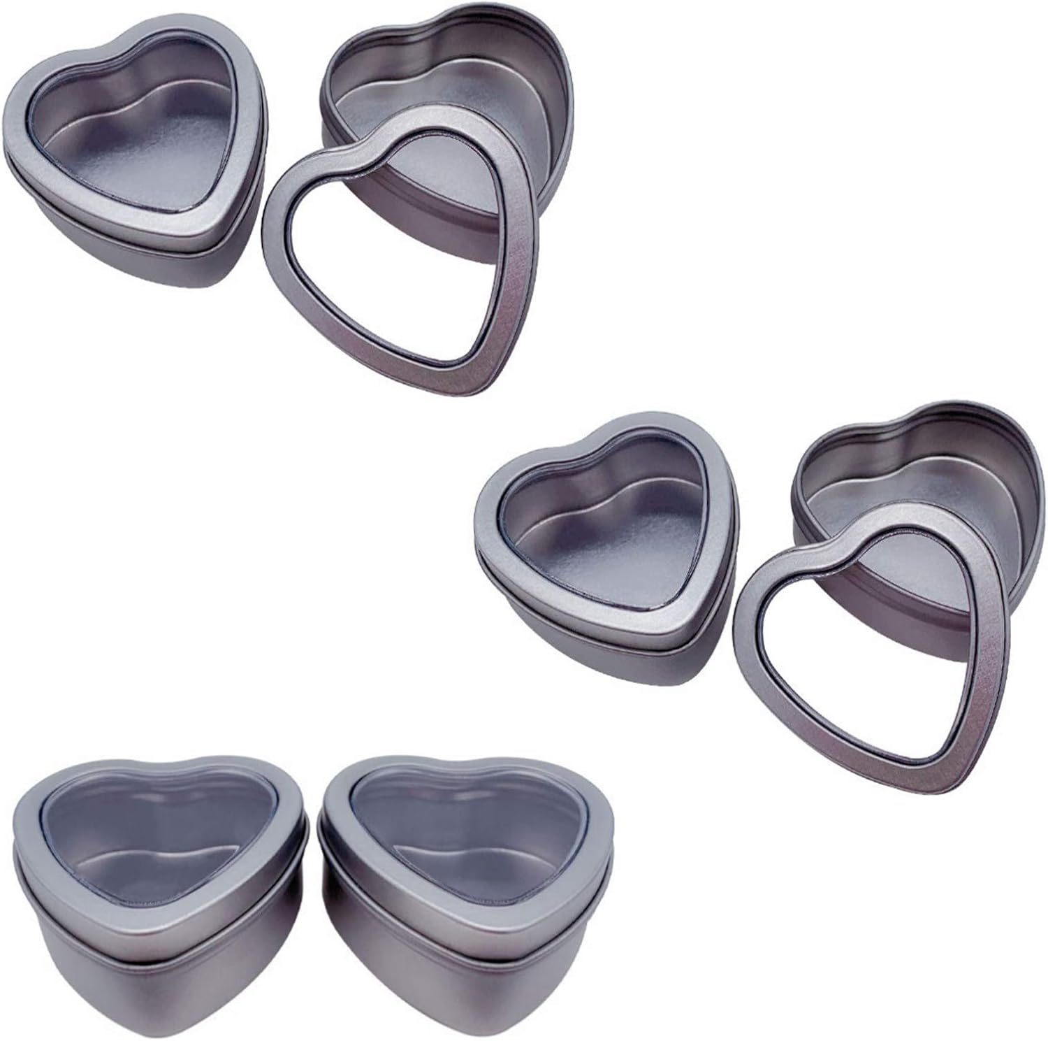 JINYONGXING 6 Pieces Heart Shaped Tins Metal Tins with
