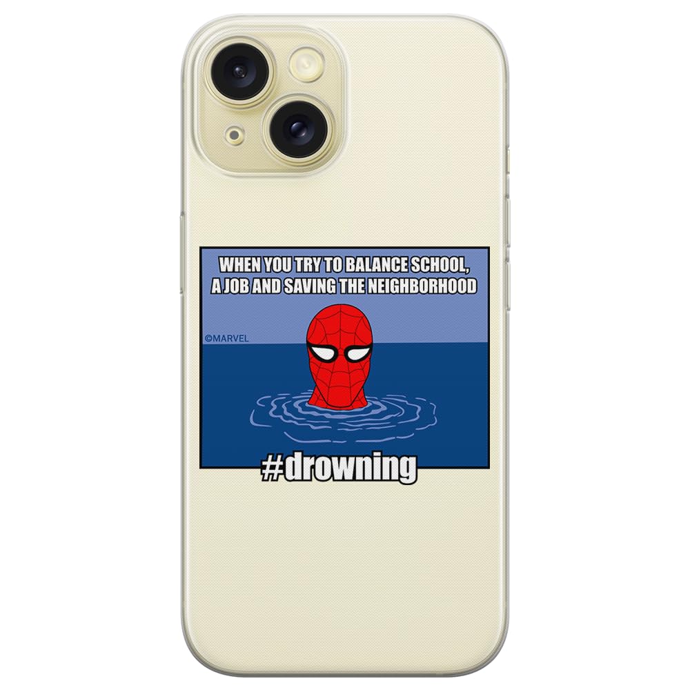 ERT GROUP mobile phone case for Iphone 15 original and officially Licensed Marvel pattern Spider Man 037 optimally adapted to the shape of the mobile phone, partially transparent