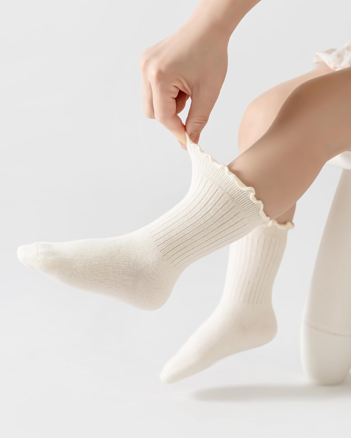6M-5T Baby Toddler Little Girls Cute Ruffle Socks Cotton Toddler White Frilly Dress Kids Crew Socks 5 Pack - Image 5