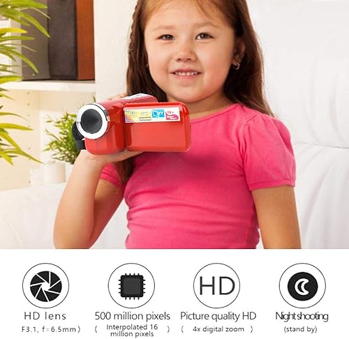Miniatura 5 de Cámara para niños Videocámara portátil Niños Cámara de vídeo digital para niños Videocámara 16X HD con TFT LCD Sceen (rojo)
