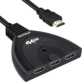 avedio links 4K@60Hz HDMI Switch 3 in 1 Out, 3 Port HDMI Switch, 3x1 HDMI 2.0 Switcher Selector with Pigtail Cable, Support HDCP 2.2, Full HD 1080P, Monitor Switch for Roku, Fire Stick, Game Console