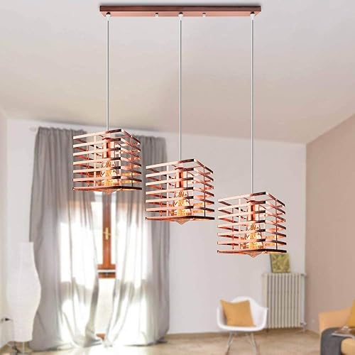 Miniatura 6 de Vintage Industrial Style Adjustable Hanging Light Fixture for Café, Loft, Conference Room, Hotel - Elegant Metal Cage Design(D2)