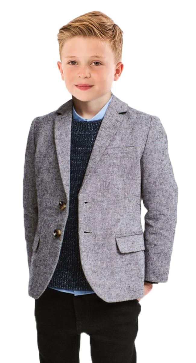 Blazer für Jungen, Retro-Fischgrätenmuster, formeller Tweed-Muster, klassische Kinderjacke für Jungen, Hochzeit, Freizeitjacke