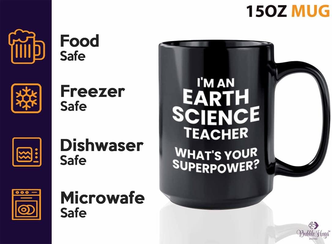 Bubble Hugs Scientist Coffee Mug 15oz Black - Earth Science Teacher - Laboratory Scientist Humor Scientific Researcher Chemist Periodic Table Science Teacher