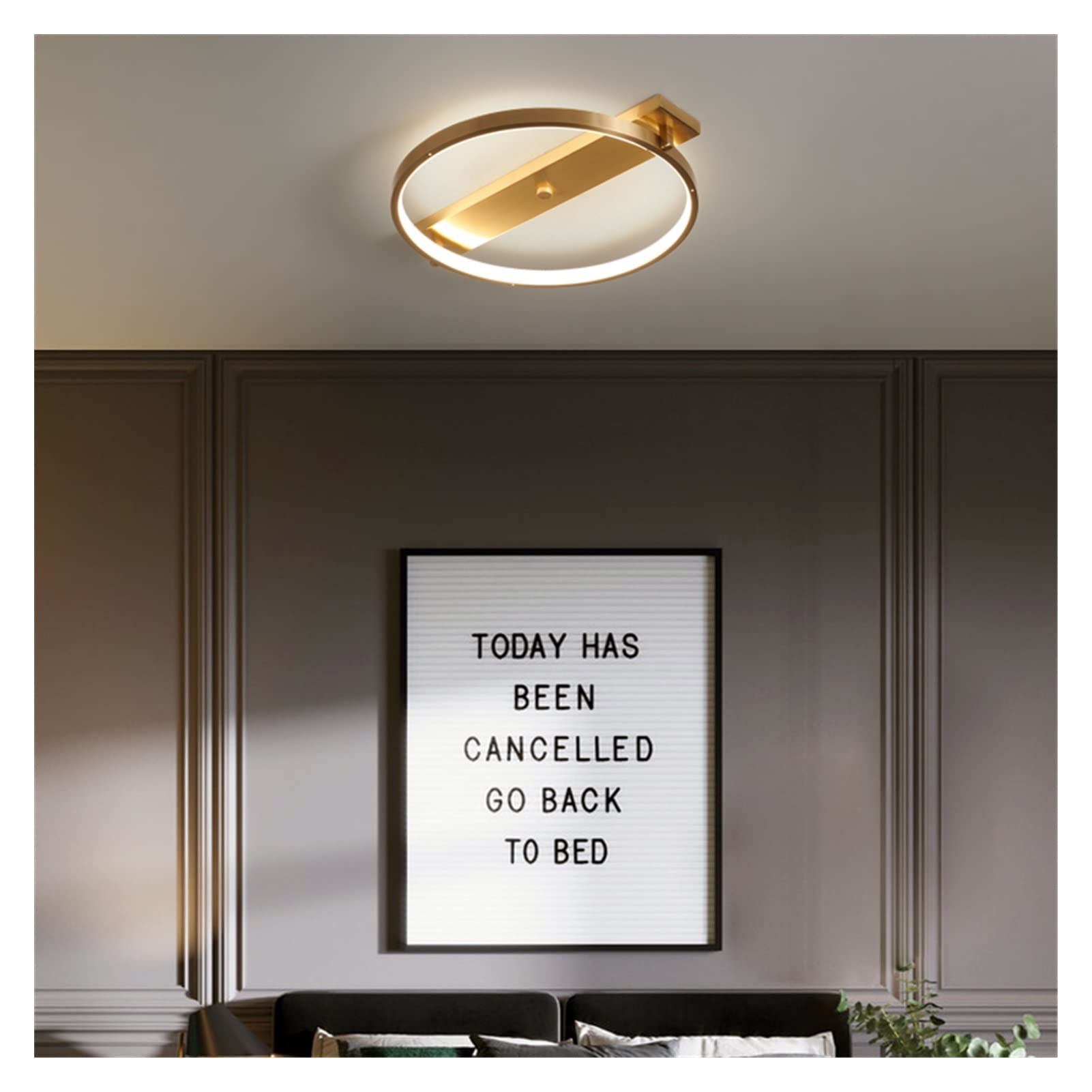 Lustre moderne à LED en cuivre et plafonnier suspendu en acrylique pour cuisine