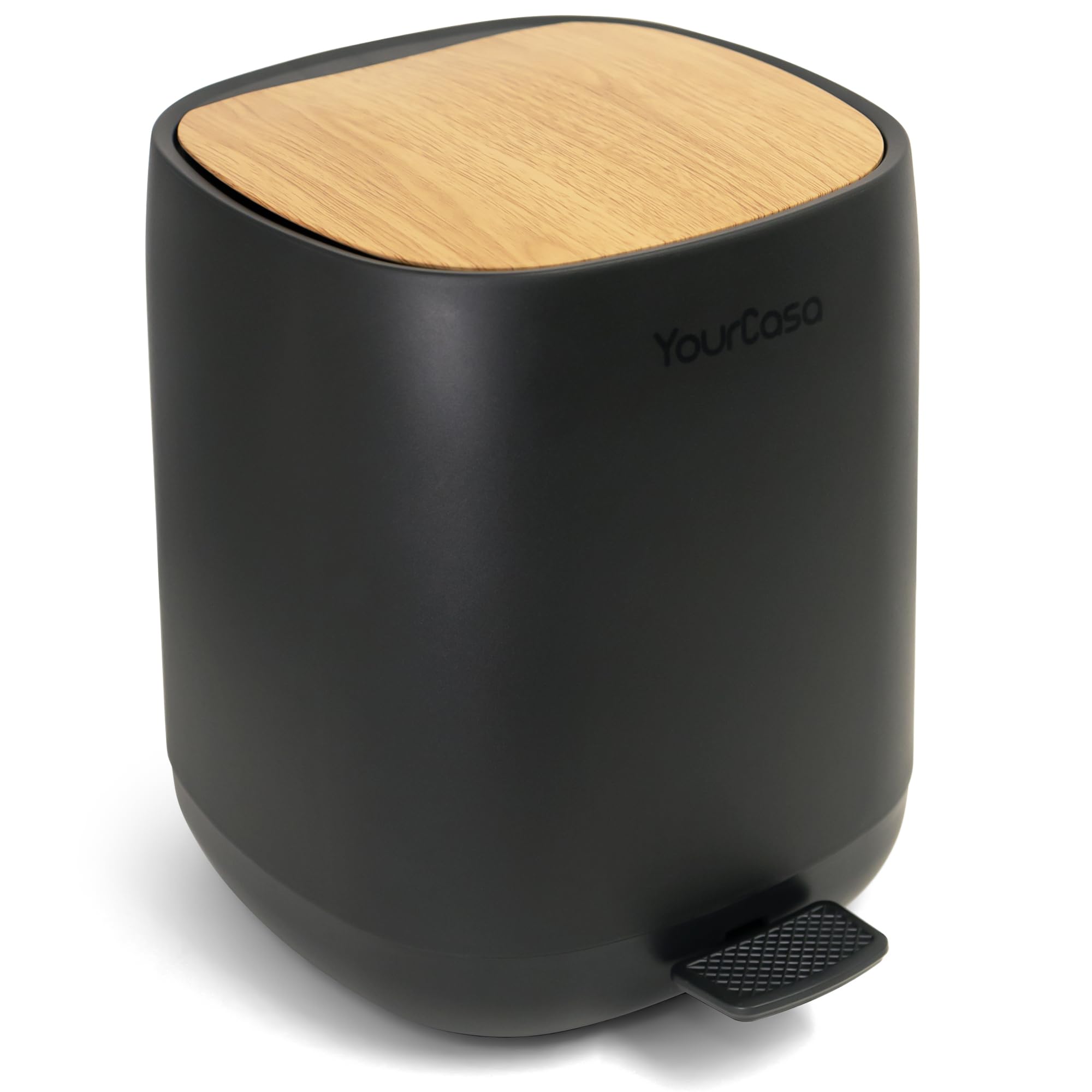 YourCasa Mülleimer Bad [5L] - 30% weniger Plastik - Badeimer - Kosmetikeimer Badezimmer Klein - Badmülleimer mit Deckel und Softclose – Abfalleimer Toilette WC - herausnehmbaren Inneneimer (Schwarz)