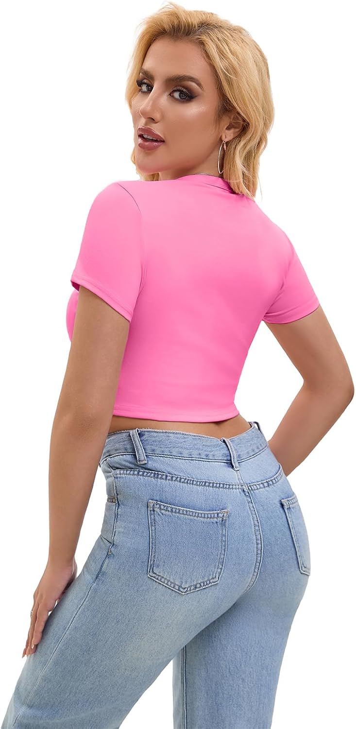 SKYZOO Crop Tops for Women Cute Summer Basic Tees Slim Fit Trendy Short Sleeve T Shirts for Teen Girls 2025 - Image 4
