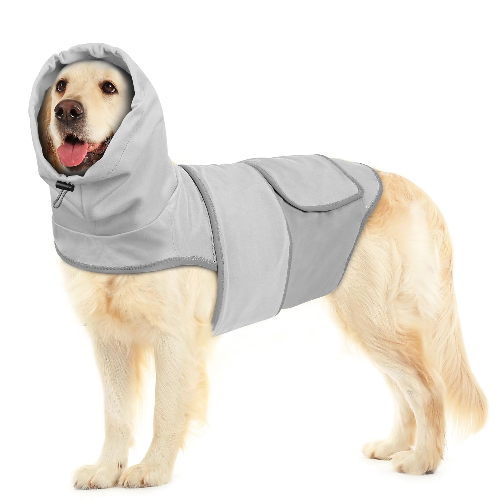 Photo 1 of Joypig Dog Anxiety Shirt with Hood, Thunder Vest Noise-Reducing, Skin-Friendly Relief Calming Jacket for Storm, Separation, Festive Fireworks, Vet Visits, M, Light Grey