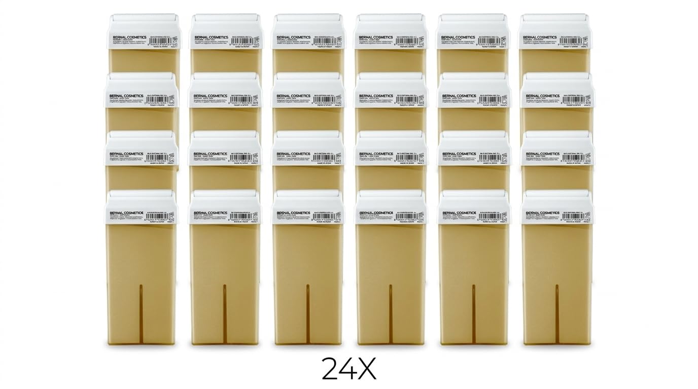 Pack 24 Cartuchos de Cera Roll-On Miel 100ml – Cera Depilatoria Profesional – Recambios Compatibles con Calentador Estándar – Todo Tipo de Piel