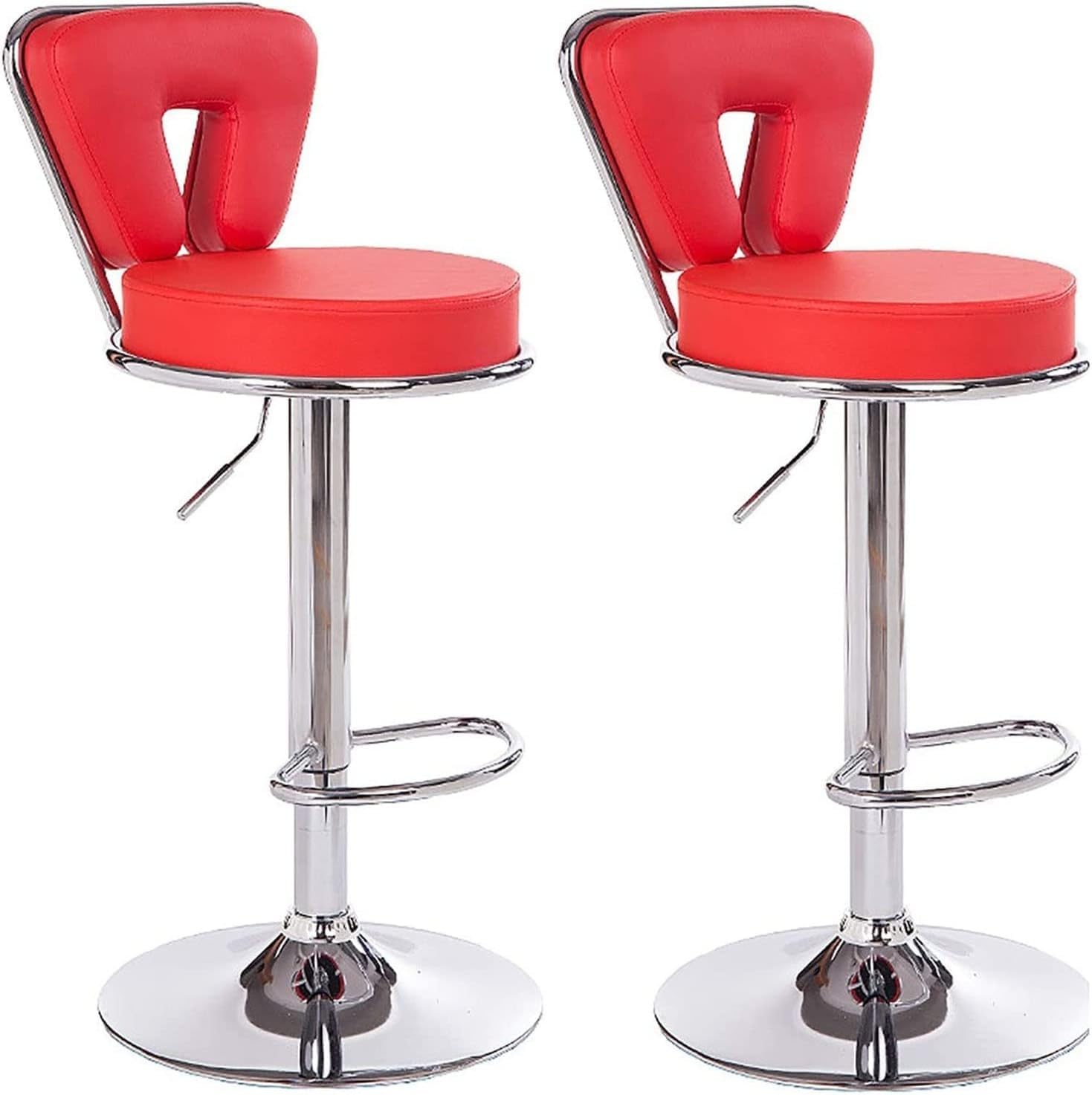 Imported 360 Degree Swivel Leather Barstool High Chair for Counter Bar Stools Bar Chairs for Kitchen Adjustable Height (Pack of 2) Style Artisan RED-picture-21