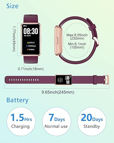 Miniatura 7 de Rastreador de actividad física, no Bluetooth, no requiere aplicaciónteléfono, reloj de fitness IP68 impermeable con contador de pasos, rastreador de