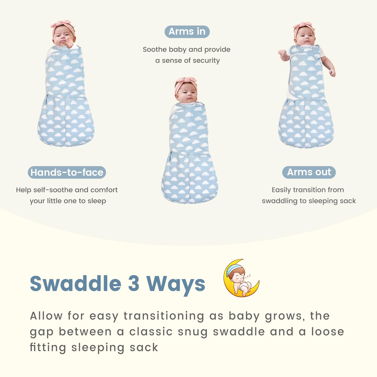 FUNUPUP Sacchino Nanna Estivo 1 Tog 0-12 Mesi, Swaddle Neonato in Cotone, Sacco a Pelo Leggero Primavera