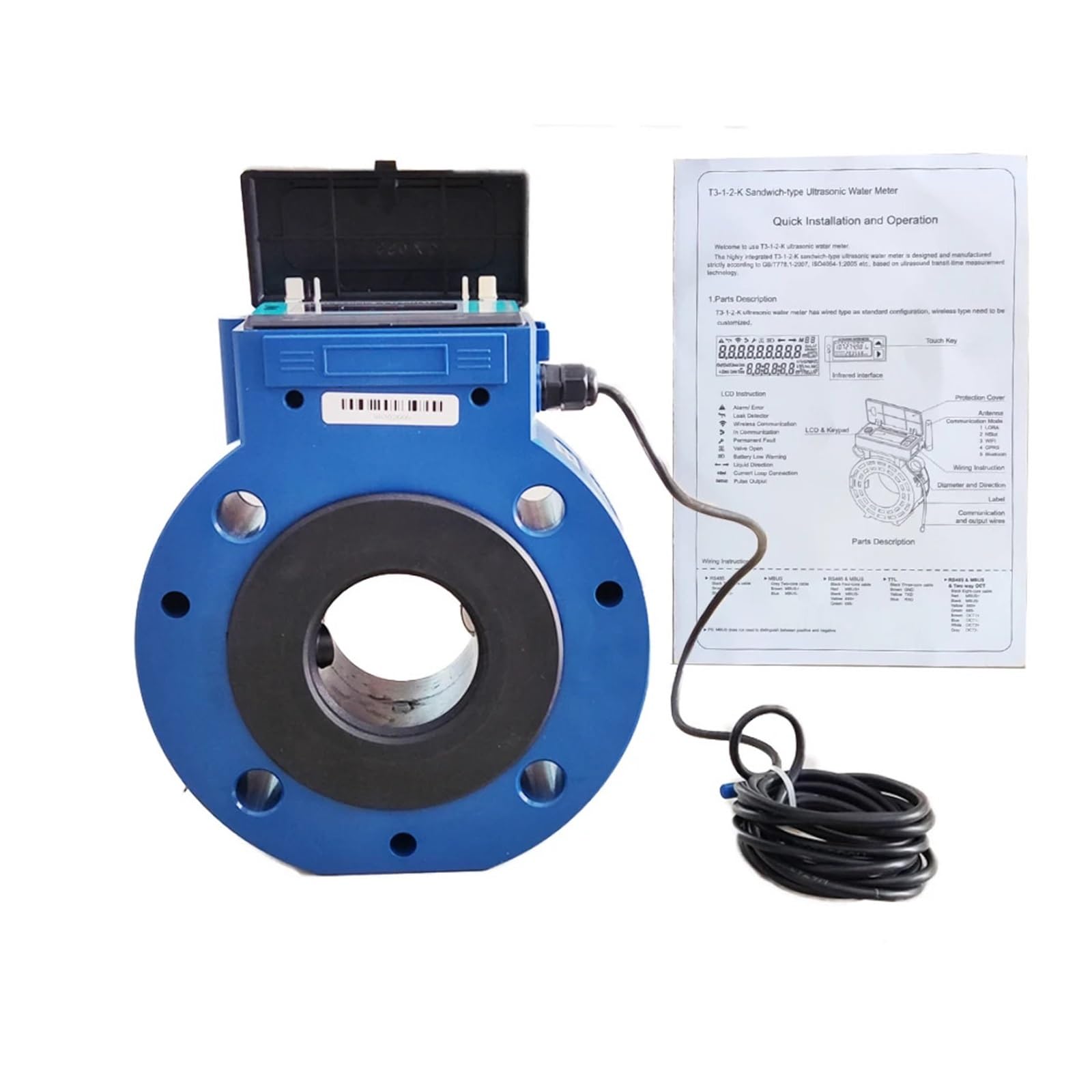 Medidor de flujo de agua ultrasónico digital, medidor de agua remoto alimentado por pilas para riego agrícola, compatible con DN100 DN150
