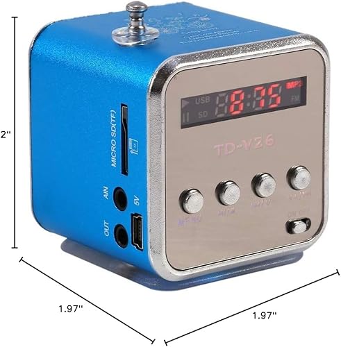 Miniatura 10 de Eboxer Mini altavoz portátil reproductor de música, radio FM, altavoz estéreo, soporte para tarjeta TF y disco U, diseño breve, mini altavoz