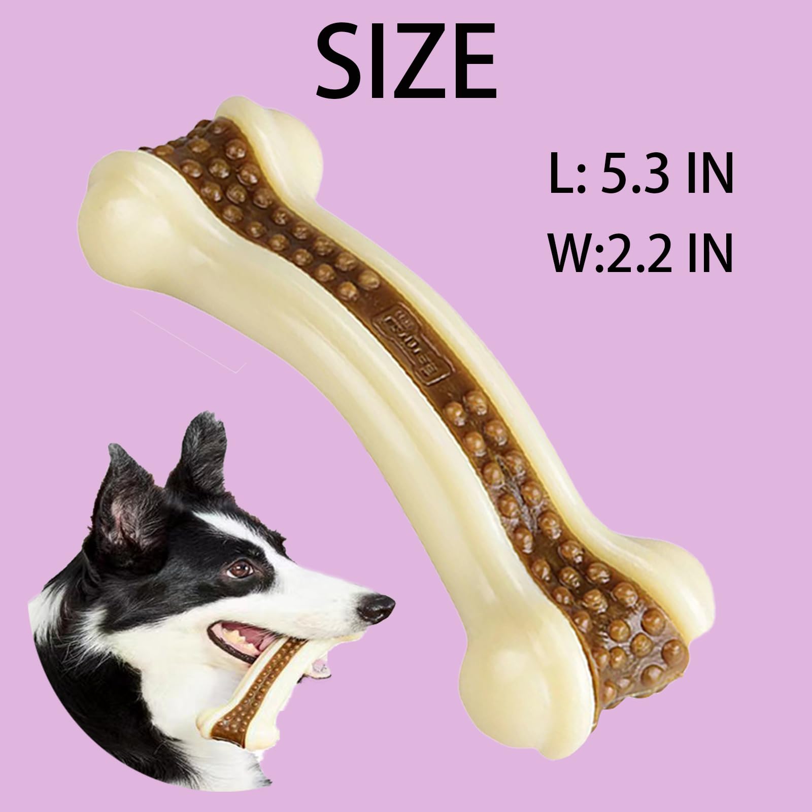 Lot de 8 os à mâcher pour chiens agressifs, véritable saveur de bœuf, jouets à mâcher indestructibles pour chiens de grande/moyenne/petite race, jouet robuste avec nylon durable