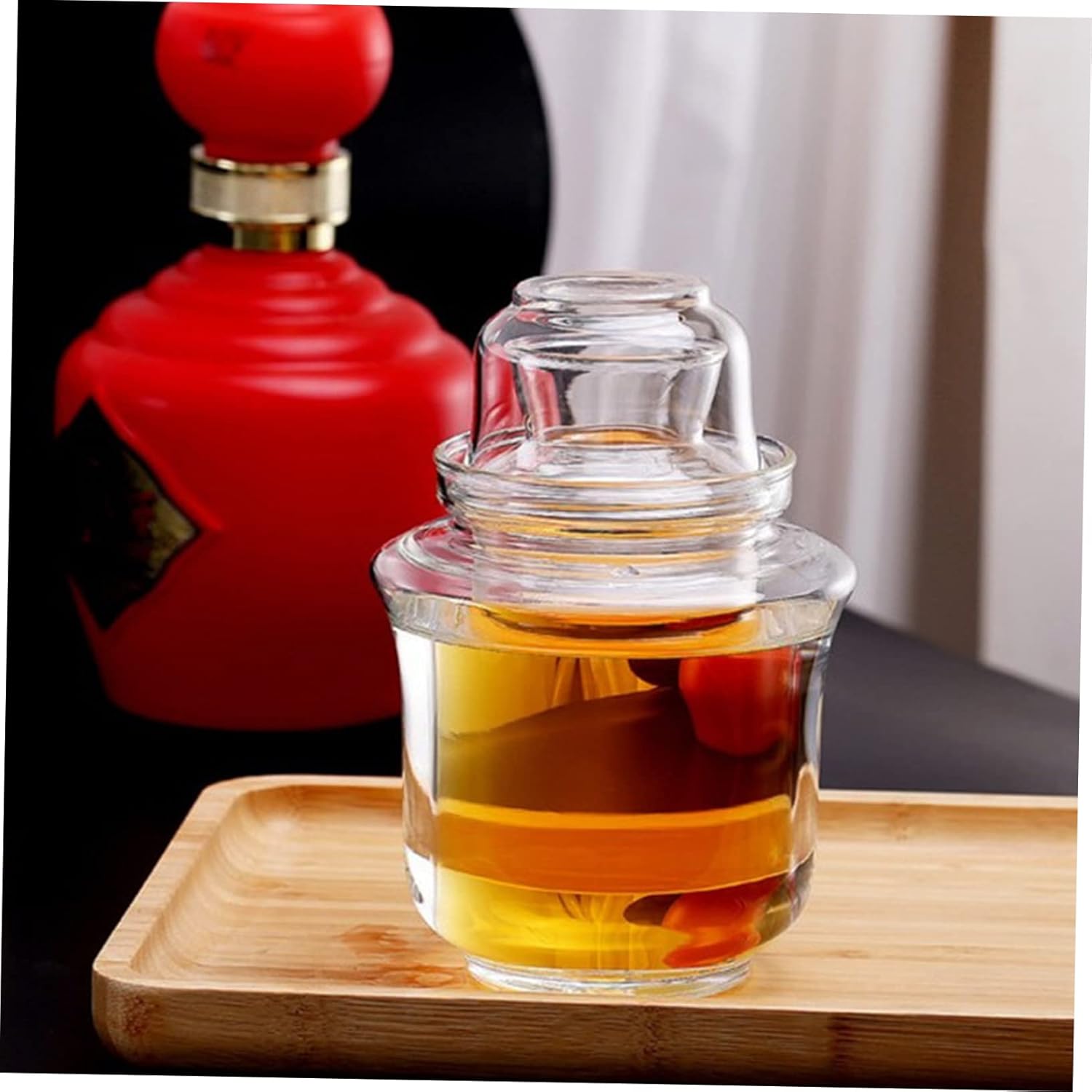 Homoyoyo Glass Tea Warmer Heat-resistant Bottle for Wine Liquor Heating Elegant Table Decoration with Premium Craftsmanship Compact Design for Easy Storage