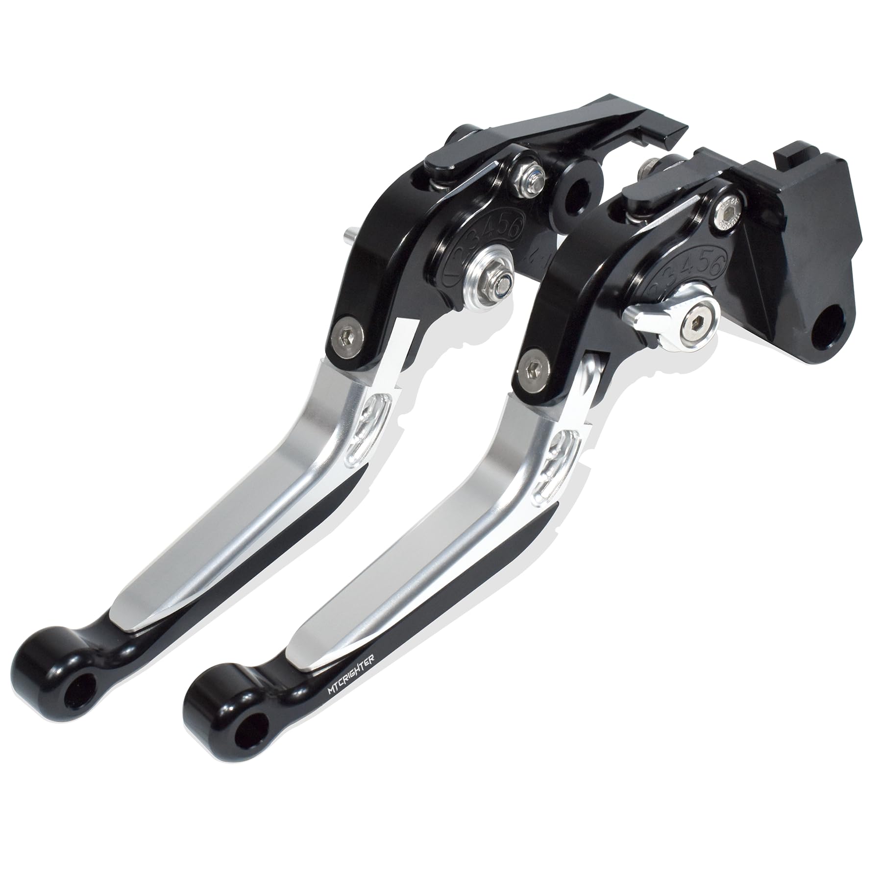 Leva del freno pieghevole retrattile Leva della frizione per Moto Guzzi V7 850 V7 III 2021-2024, Realizzato in lega di alluminio CNC (Silver)
