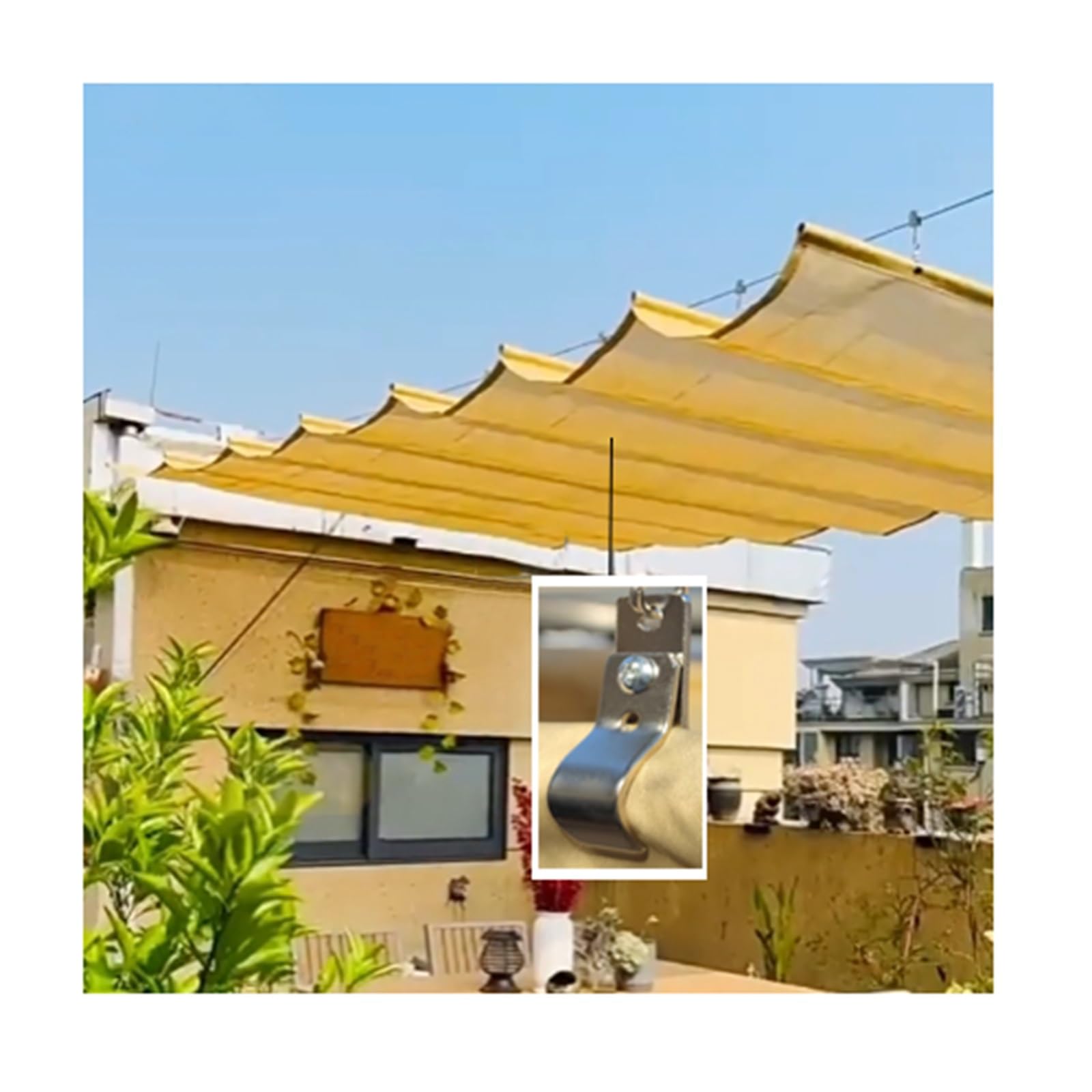 Auvent d'extérieur anti-UV et respirant avec voile d'ombrage rétractable 2x6m
