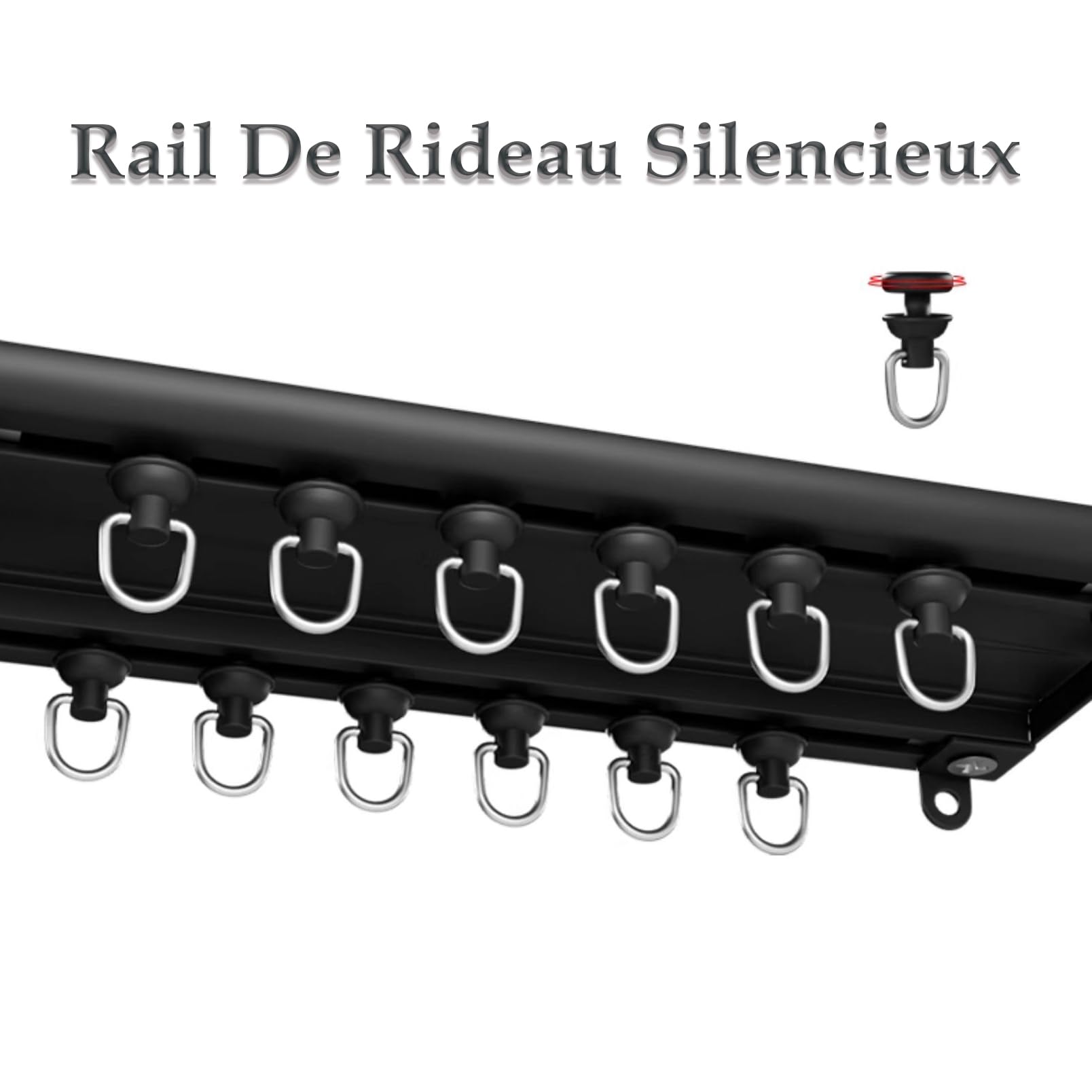 Rail De Rideau De Plafond Ultra Fins, 190cm Double Tringle A Rideaux en Aluminium Blanc, Rail Pour Rideaux, Séparateur De Pièce
