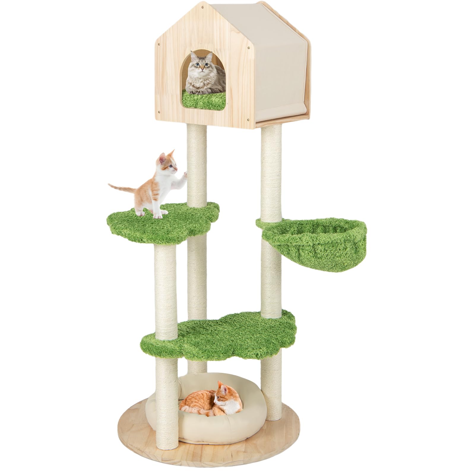GOPLUS Arbre à Chat Haute en bois de pin avec diverses fonctionnalités pour chatons et chatsadultes|Élevage|Chambre à co