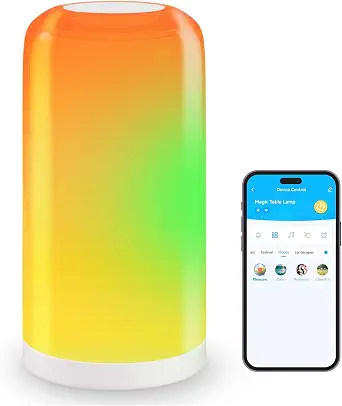 DAYBETTER BGRIC Smart Bedside Lamp, Touch Control, Color Changing, Compatible with Alexa and Google Home