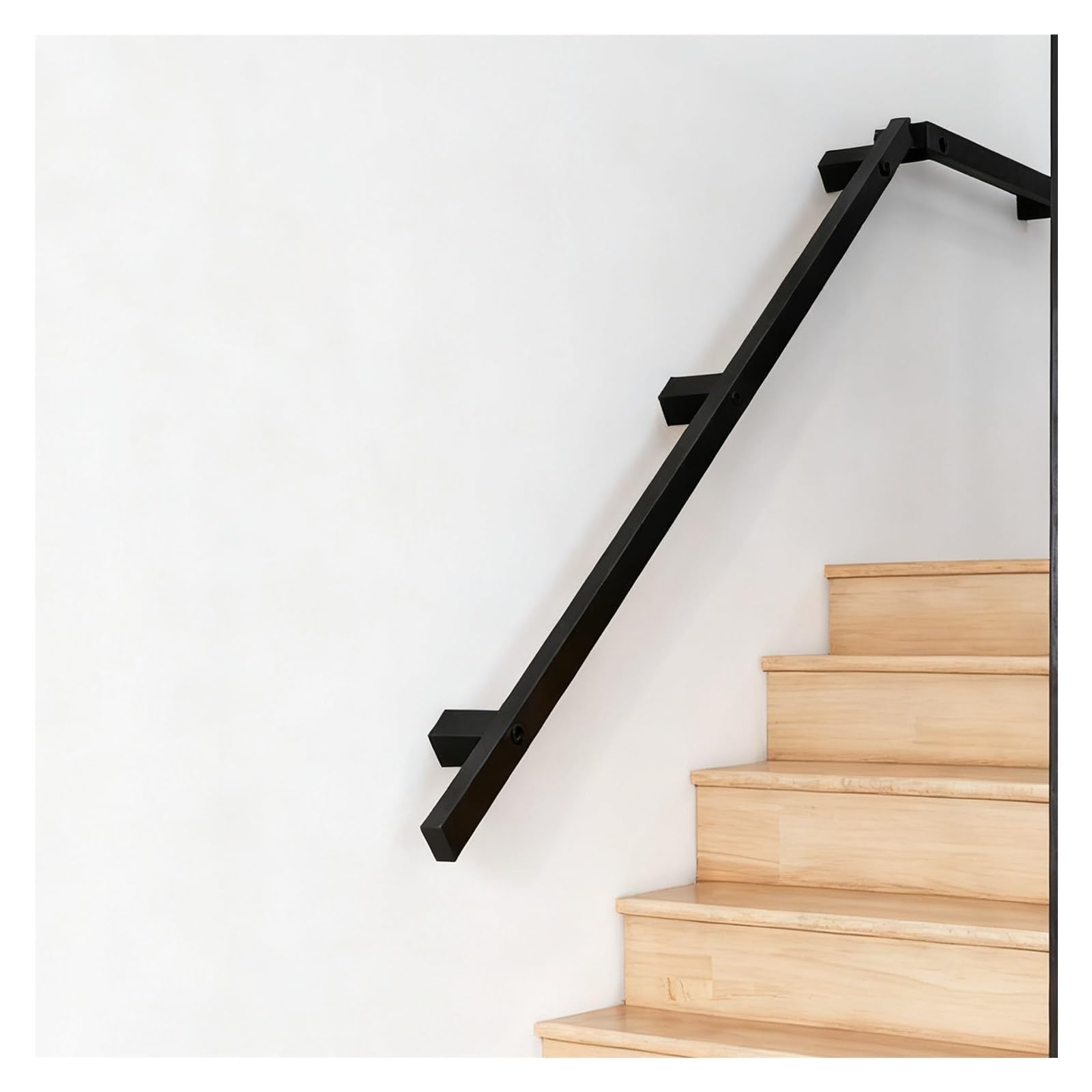 Rampe d'escalier en fer forgé noir de 120 cm pour intérieur et extérieur