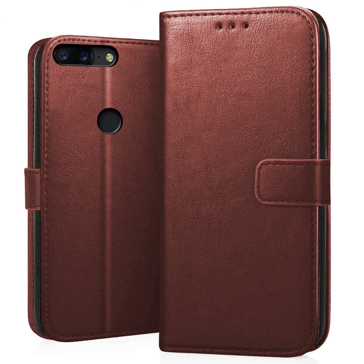 CEDO OnePlus 5T (4G) Flip Cover | Leather Finish | Inside Pockets & Inbuilt Stand | Shockproof Wallet Style Magnetic Closure Back Case Flipcover (Brown) (B0796R9Y59) Amazon Price History, Amazon Price Tracker
