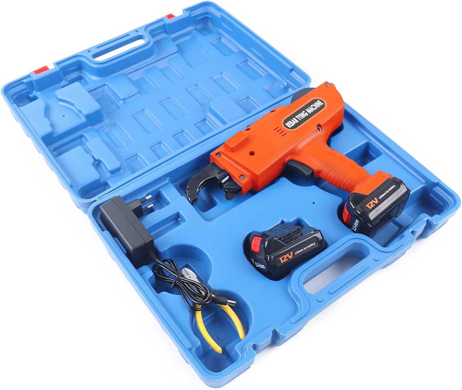 Nеw Dеаl Rebar Tying Machine 30-60mm Automatic Steel Bar Rod Tying Tools 13200mah Lightweight Handheld Tier Steel Bar Rod Tying Binding Tool (1, Orange)