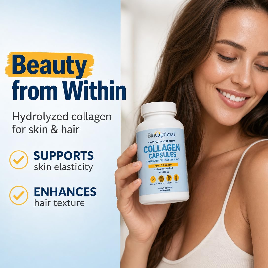 BioOptimal Grass-Fed Hydrolyzed Collagen Capsules for Skin, Hair & Joints — Amazon image 5