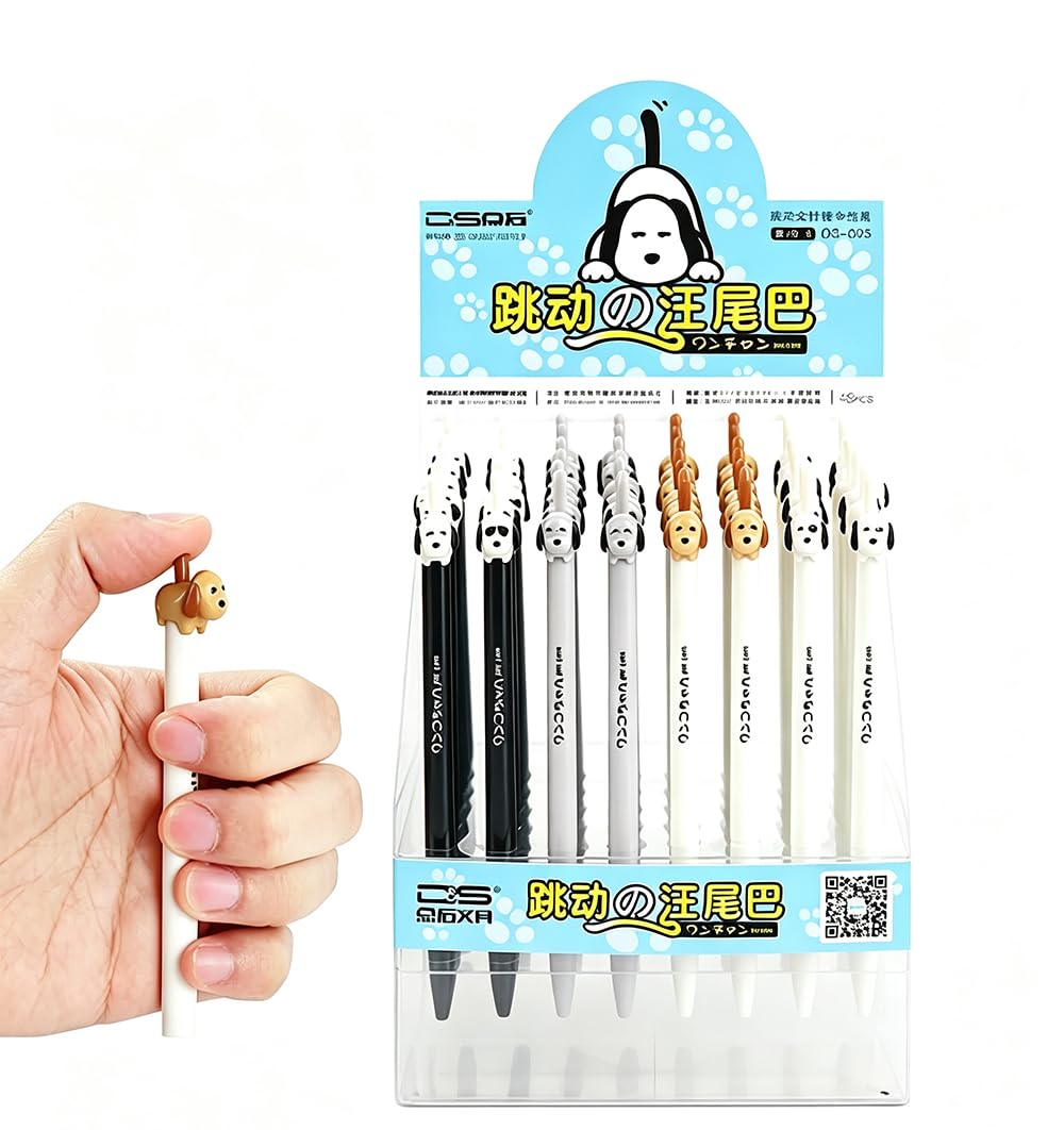 Gelschreiber, Motiv: schwarzer weißer Hund, 0,5 mm, Cartoon, niedliche Gelstifte, schwarze Tinte, Druckstift, Büro, Schreibwaren, Schule, Geschenke, Kawaii-Zubehör, 8 Stück
