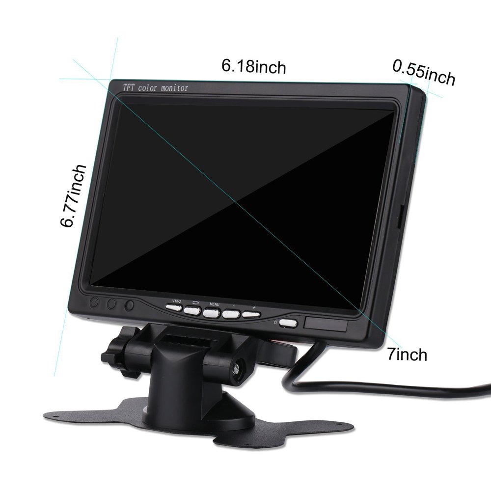 17,8 cm 7 pollici TFT LCD video monitor digitale con ventosa per auto auto telecamera retromarcia sistema di retromarcia con due ingressi video 12 V nero