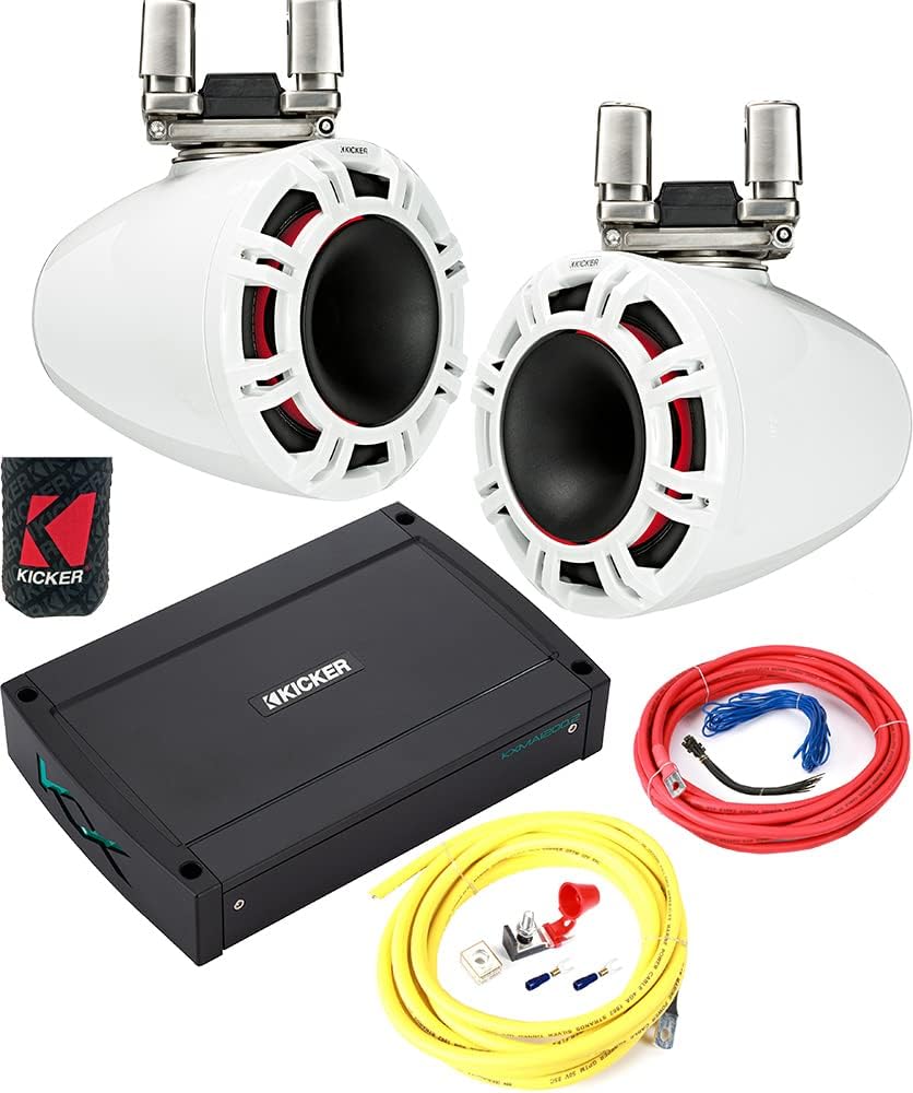 KICKER Speakers and Amp Package 9" HornLoaded Tower System