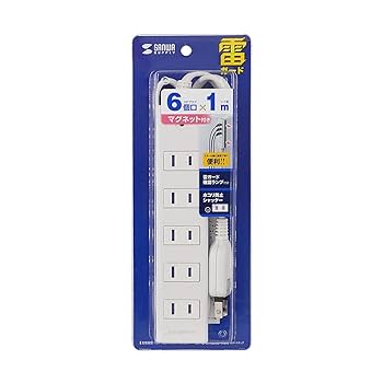 【未開封】雷ガードタップ 2P 6個口 1m 10点セット サンワプライ 雷ガードタップ(2P・10個口・2m・マグネット・一括集中スイッチ