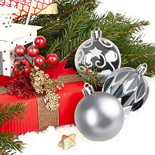 Ywlake 100Pcs Christmas Ball Ornaments for Christmas Tree Decoraion Baubles Shatterproof Balls Hanging Ornaments for Xmas Holiday Party Home Decorations (Silver) - Image 4
