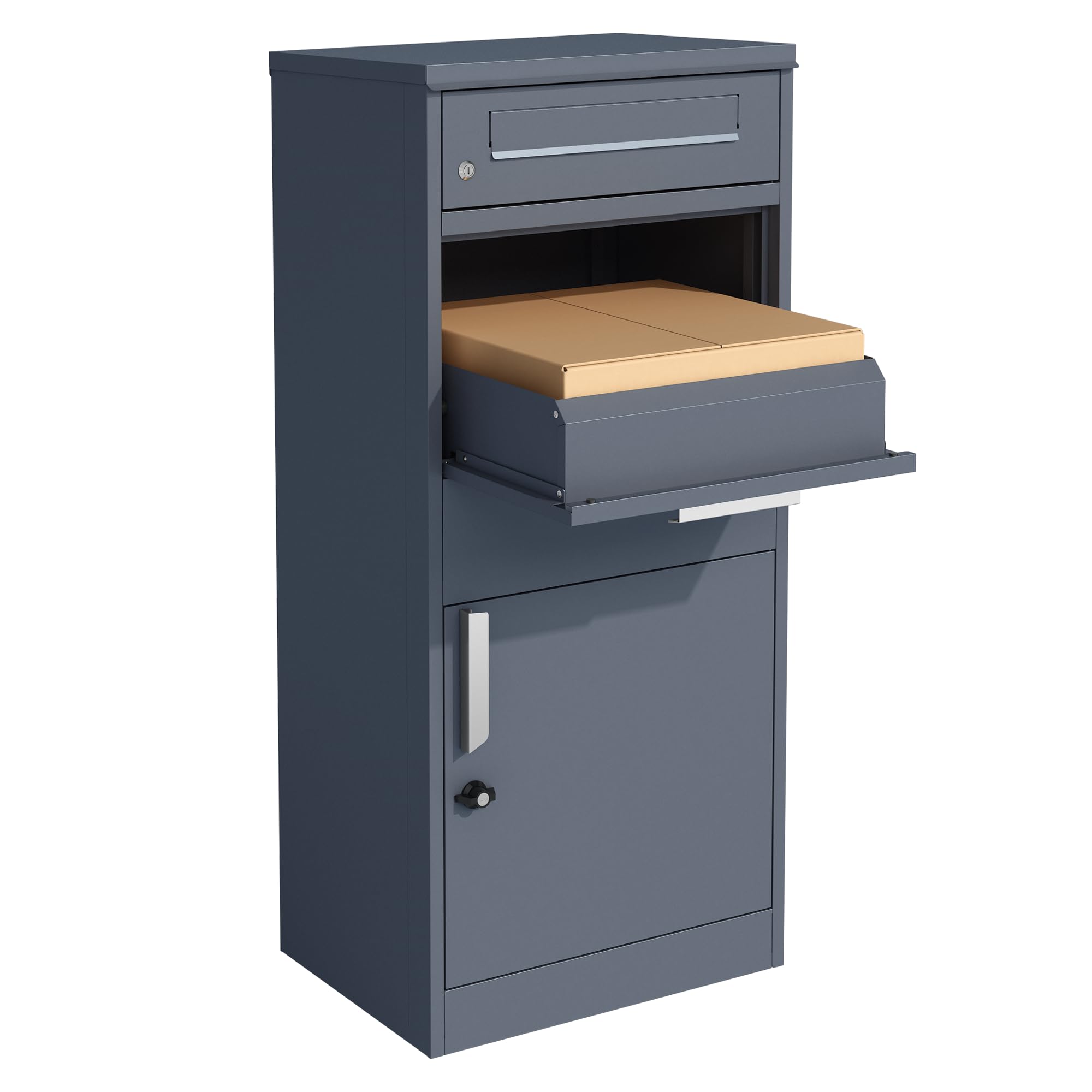 ESTEXO Briefkasten Paketkasten Premium Paketbox Standbriefkasten Standpaketkasten Paketbriefkasten Postbox Anthrazit Briefbox