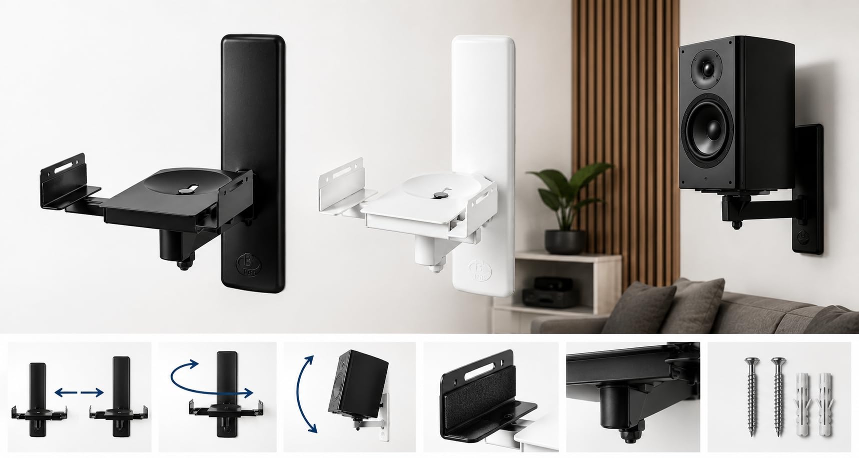 BT77 Black - Coppia di supporti da parete per altoparlante c/nero