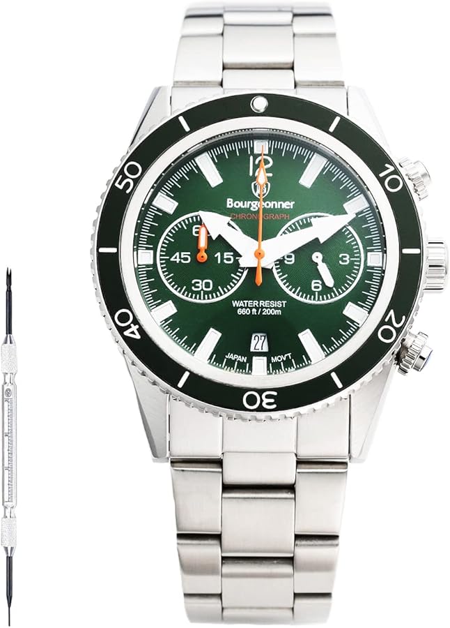 BOURGEONNER　ダイバー　200M防水　クロノグラフ　腕時計　5/4 BOURGEONNERダイバー200M防水クロノグラフ腕時計5/4