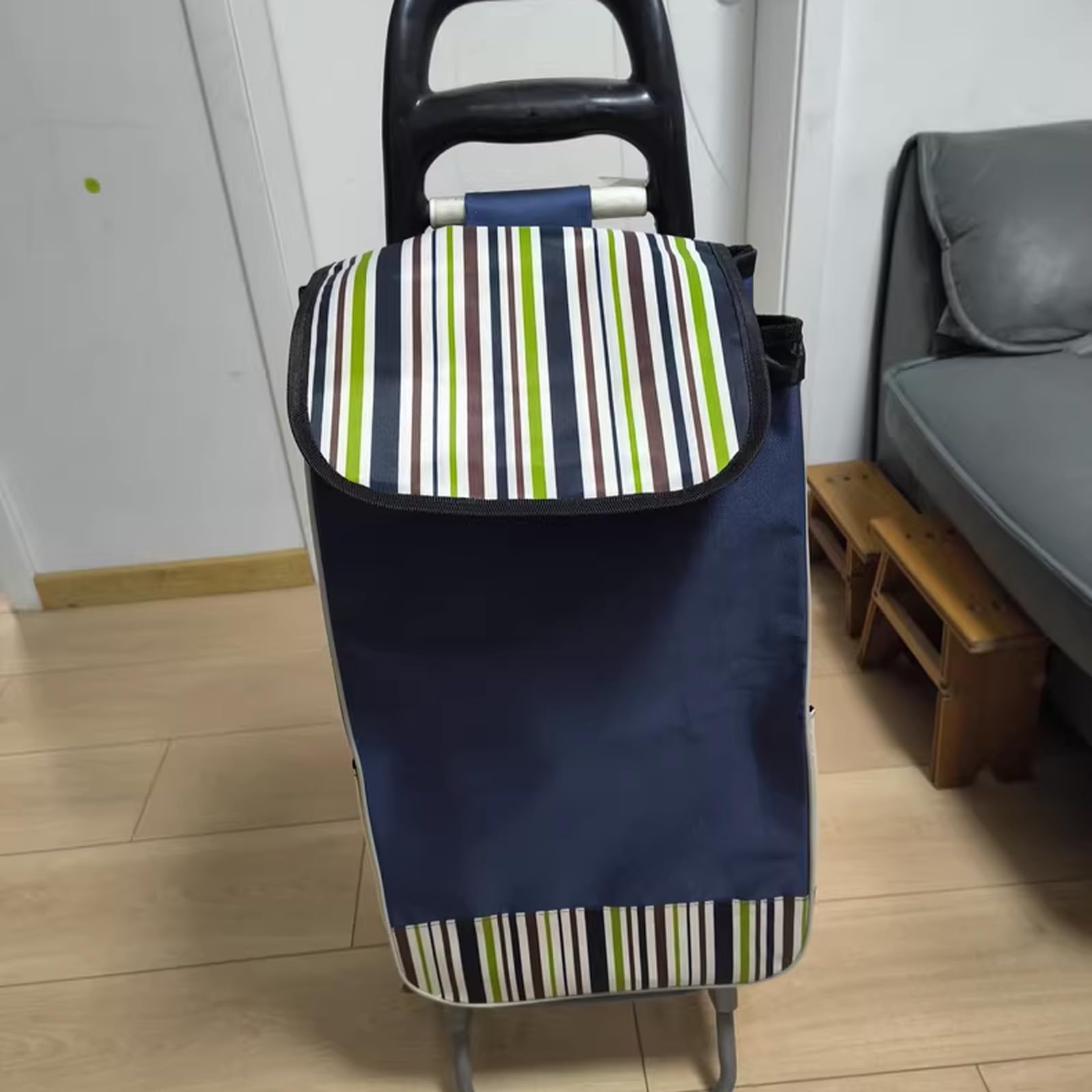 Przenośna torba do przechowywania wózka na zakupy, torba na kółkach do łatwego przenoszenia, pasuje do 57 cm x 33 cm x 20 cm, idealna do artykułów spożywczych i niezbędnych rzeczy