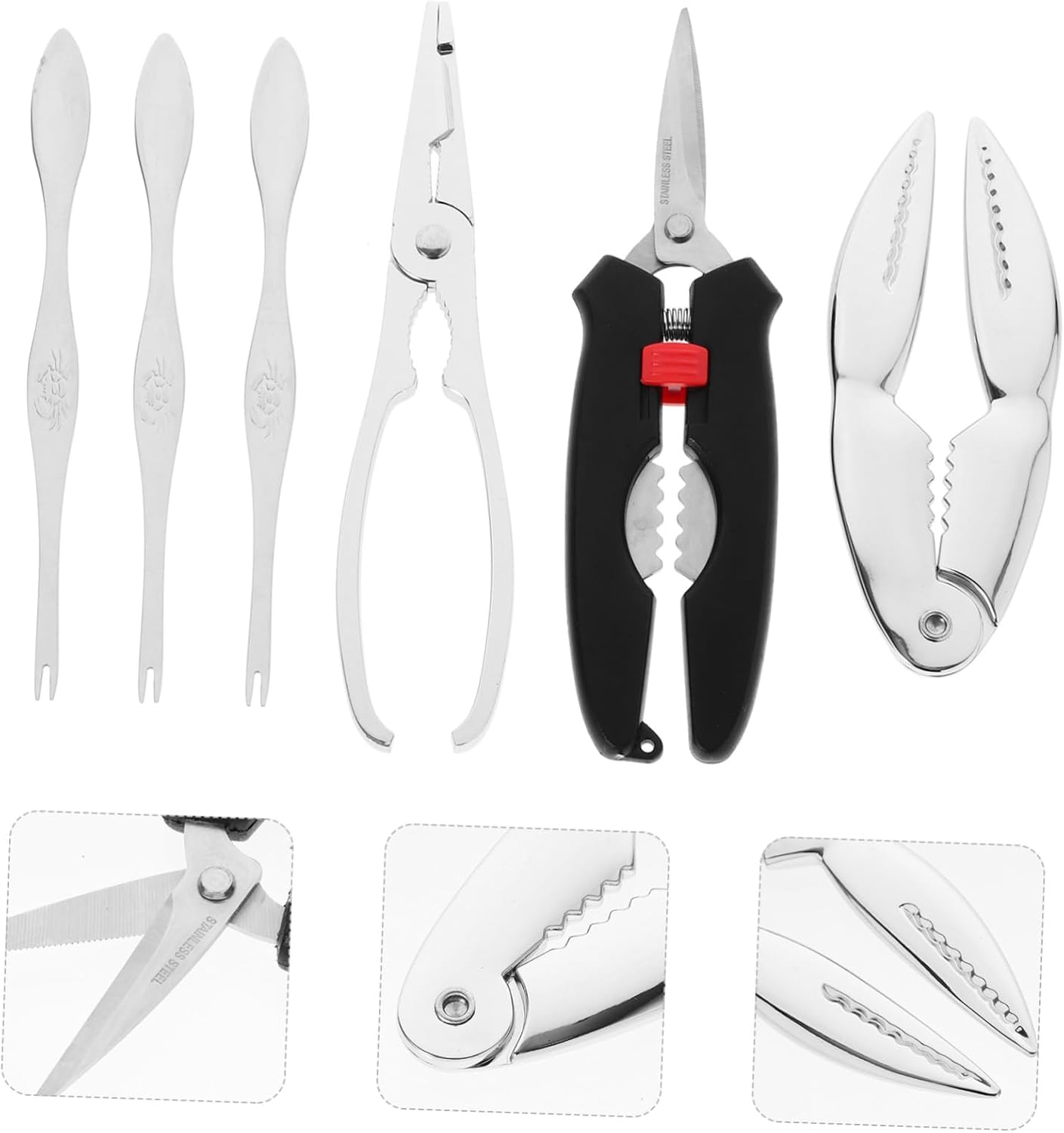 Crab Eating Tools Set Seafood Shell Crackers Picks and Needles for Effortless Crab and Shrimp Meat Extraction
