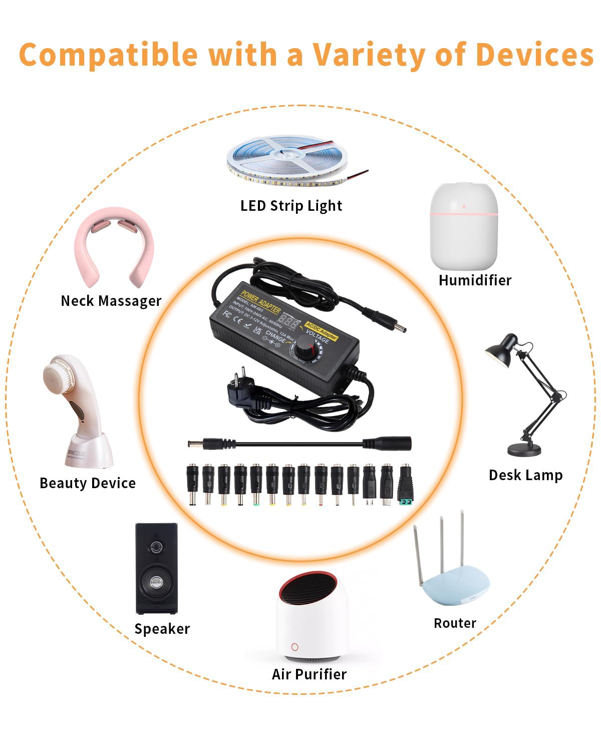 Alimentatore universale da 12 V, 12 A, alimentatore regolabile, 3 V, 12 V, 12 A, adattatore di alimentazione universale, 144 W, 100 V, 240 V, AC a DC, 12 V, 11 V, 10 V, 8 V, 9 V, 6 V, 5 V, 3