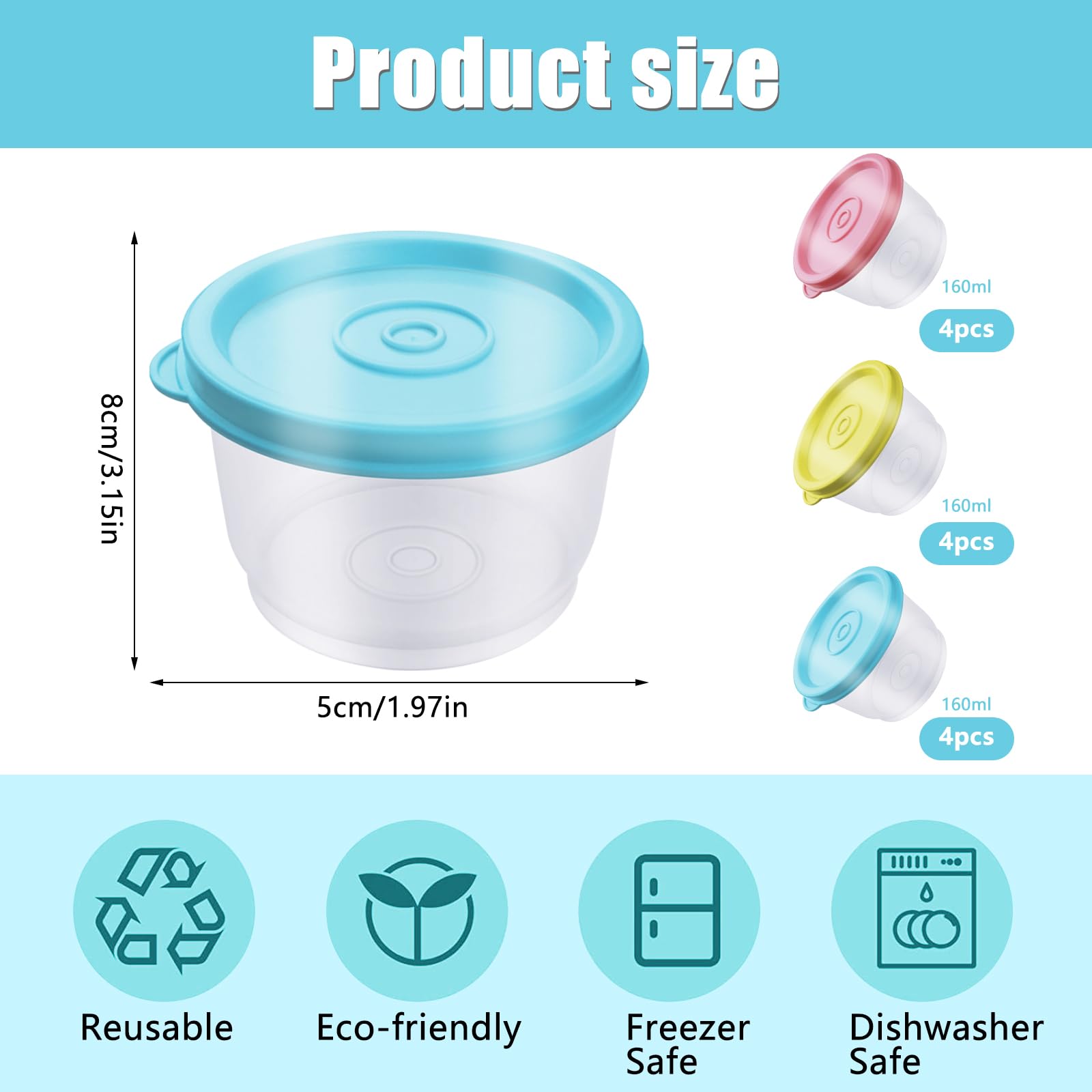 12 Contenitori Per Congelatore Con Coperchio A Vite - 500ml, Impilabili, Plastica Alimentare - 4