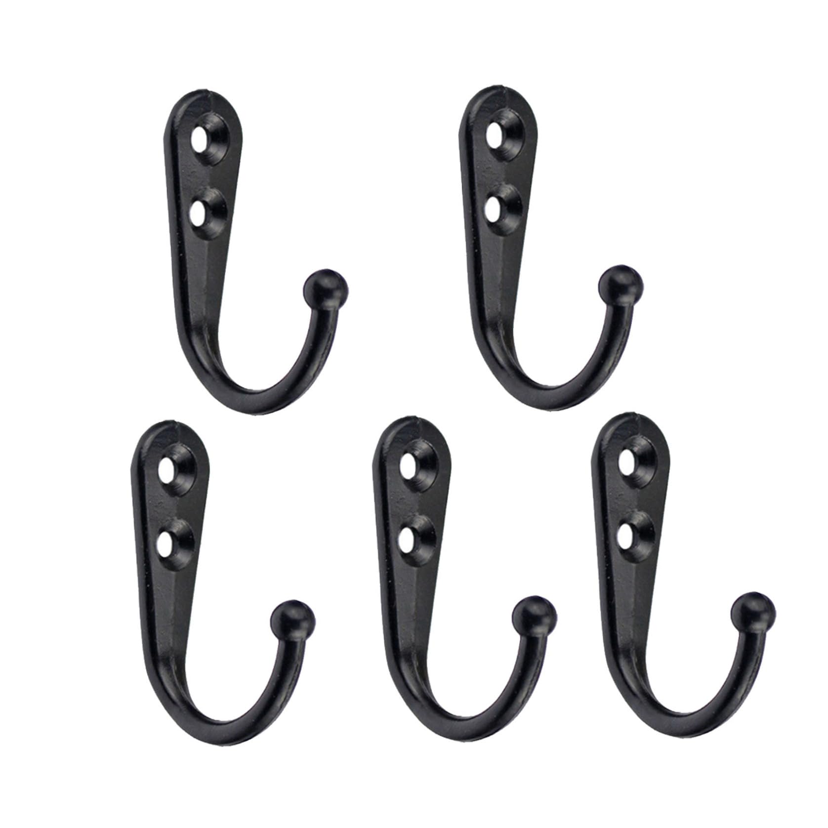 Tsawntd Small Wall Hooks, 5PCS Wall Mounted Vintage Coat Hooks, Heavy Duty Single Coat Hook with Screws, Mount for Hanging Hat, Towel, Key, Robe, Coats, Scarf, Bag Vintage